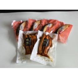 【送料無料】 見田元七商店　銀鱈の越後漬け4パック＆鮭の焼漬け2パック　※
