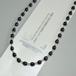 【本真珠ネックレス】６ｍｍライスネックレスＢ（黒）