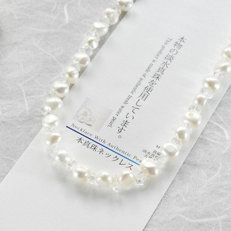 【本真珠ネックレス】フラットパールネックレス（白）