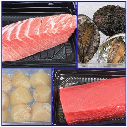 【送料無料】【青森海】海鮮セット・マグロ150g・トロ150g・あわび3個・ホタテ4個。　　※