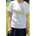 「津南のひまわり畑Ｔシャツ」色鉛筆の風合いそのままなナチュラルテイスト（白）レディースM 　2,686円(税抜)