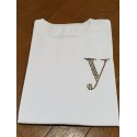 YEG　ラインストーンTシャツ　ホワイト　　Sサイズ　（ラインストーン・ゴールド）