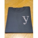 YEG　ラインストーンTシャツ　ブラック　　Sサイズ　（ラインストーン・シルバー）